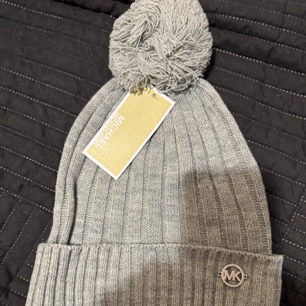 Michael Kors Grey Winter Pompom Hat NEW